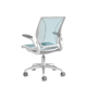 Pinstripe Mesh Blue World Task Chair, Fixed Arms, White Frame,Pool Blue,hi-res